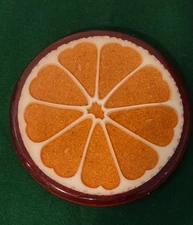 Vintage 1960’s Gamma Associates Lucite Orange Slice Trivet 8″ Diameter.