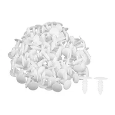  Universal 5mm Push Bumper Fastener Rivet Clips White - Pack of 100 