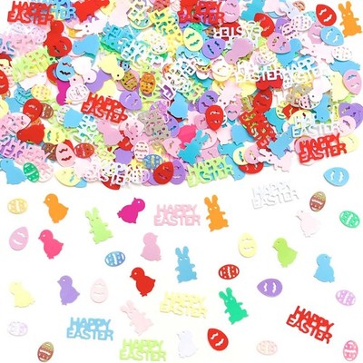 Easter Confetti with Rabbit Egg Shapes Glitter Metallic Foil Table Scatter