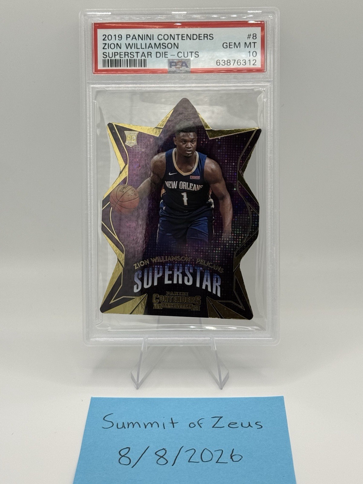 Panini Contenders 2019-20 Zion Williamson Superstar Die-Cuts #8 PSA 10