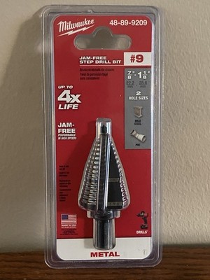 NEW Milwaukee Jam-Free #9 Step Drill Bit for Metal 7/8-1-1/8 in 48-89-9209