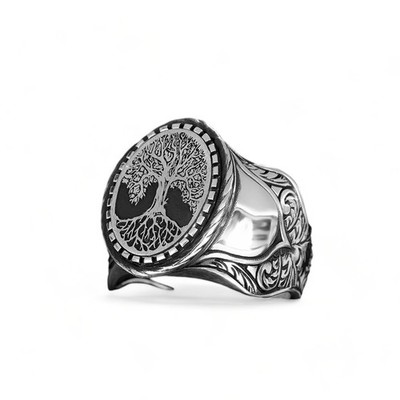 BayVog 925 Sterling Silver Tree of Life Ring, World Tree Ring, Nordic Jewelry