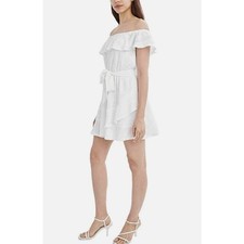 New BGBG Tiered Eyelet Ruffle Dress Women'sLarge Cottage Fairy Feminine White
