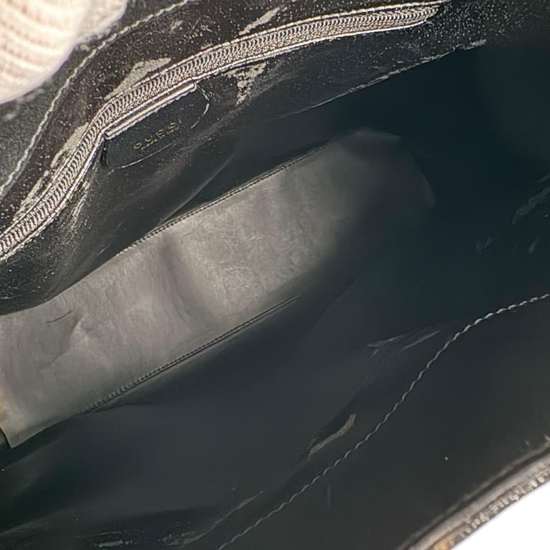 GUCCI Archive Leather Hobo Bag Black One Shoulder Tote with Gold Hardware thumbnail 14