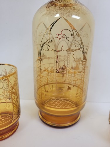 Vintage Venetian Glass Decanter with 6 Glasses Gilded in Gold - Picture 5 of 10