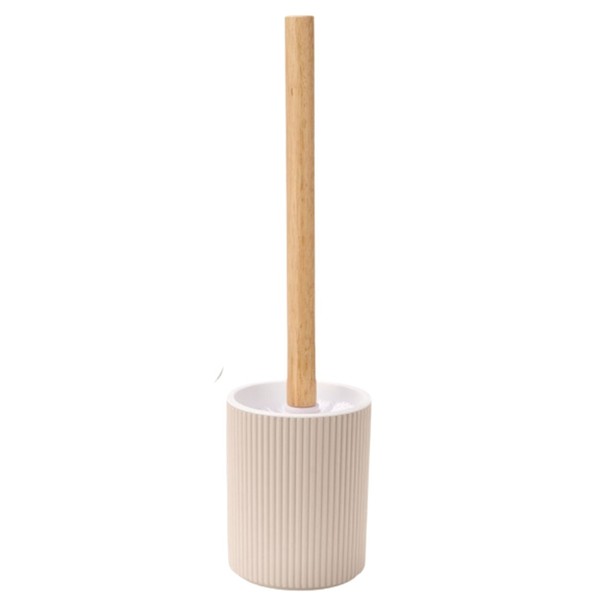 KlobüRste ToilettenbüRste Wc-Garnitur Wc BüRste 10X10X35Cm Beige Mit Bambusgriff-image