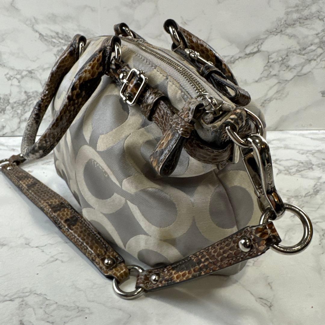 COACH Big C Jacquard Python Print Leather 2way Ha… - image 18