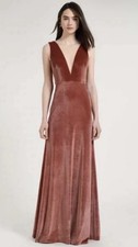 Jenny Yoo BHLDN English Rose Logan Velvet Stretch Dress Size 0 Deep V Neck