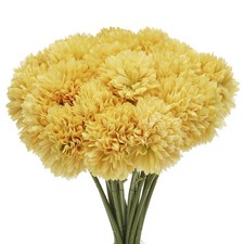 Artificial Flower Heads, Silk Chrysanthemum Hydrangea Yellow Faux Flowers 20Pcs