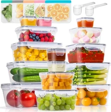 ComSaf Food Storage Containers Set with Airtight Lids,Plastic white 