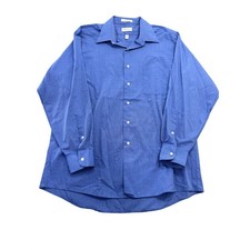 Van Heusen Mens XL Dress Shirt Blue End On End Wrinkle Free Long Sleeve 17 34/35
