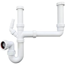 Double Bowl Sink Waste Kit and Half Bowl Trap Kit - Multi-Fit 1.1/2" 40Mm Double