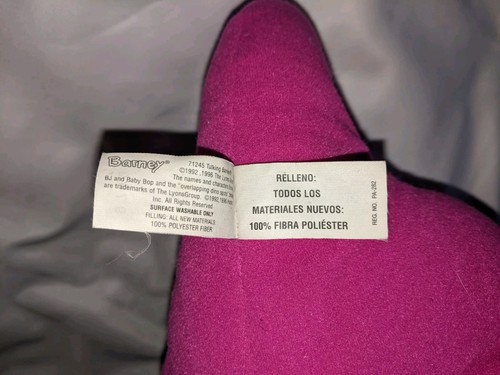Vintage Talking Barney Plush Playskool 1996 Purple Dinosaur Works Talking Barney - Picture 9 of 24