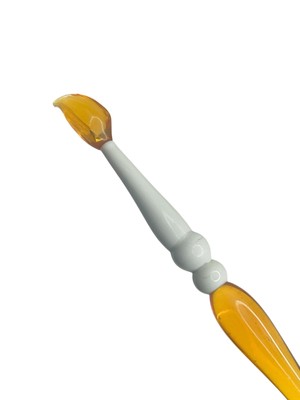 Vintage blown glass dip pen orange & white paintbrush style 12  art glass