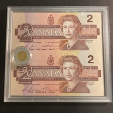 CANADA 1996 special edition piedfort $2.00 silver coin and uncut $2.00 notes.