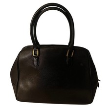 Vintage Coach Black Full-Grain Cowhide Top Handle Gold Tone Hardware Bag