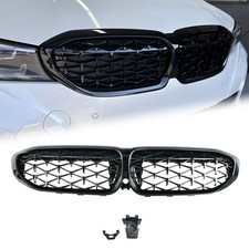 Glossy Black Front Kidney Diamond Grill Grille For 2019-2022 Bmw G20 330i M340i
