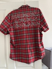 Burberry London England Embroidered Short Sleeve Shirt 2XL