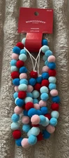 WONDERLAND AT TARGET MINI POM POM MULTI-COLORED GARLAND-CHRISTMAS-4' LONG-NWT!