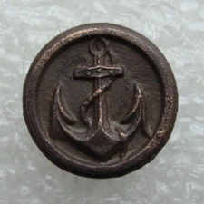 Antique Navy Uniform Brass-Iron Small 15 mm Button with Anchor Unidentified S8