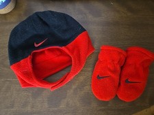 Infant Winter Hat  Gloves Set, Nike, Red  Black