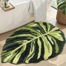 Dexi Leaf Bathroom Rugs Monstera 31.5X47 Soft Fluffy Cute Bath Mat Non Slip