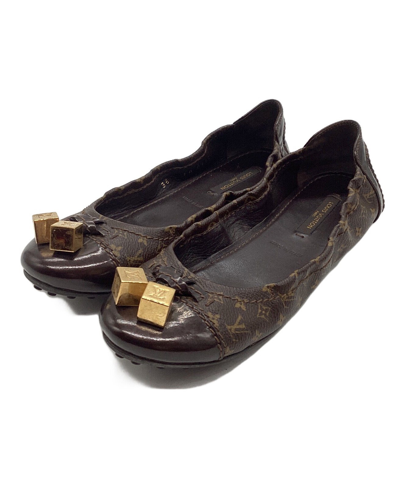 Louis Vuitton Flat Shoes Pumps Monogram EU 36 US 6 Brown Authentic