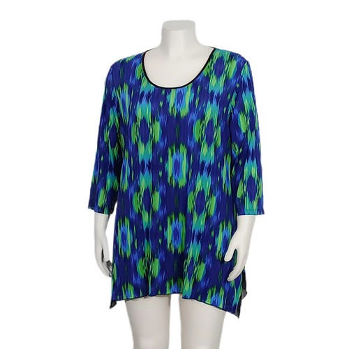 GORGEOUS Womens Nygard ARTSY Colorful Abstract Knit Lagenlook Flowy Tunic Top 3X