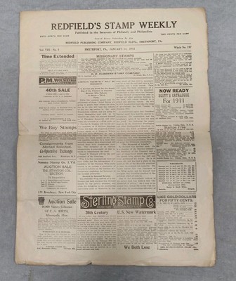 Rare 1910 REDFIELD'S STAMP WEEKLY Smethport, PA Vol-8 No-5 Philatelist Newspaper