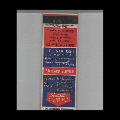 Matchbook Cover Chrysler Plymouth Dealer Rohan Motor Co. Gillette, WY