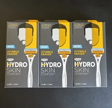 3x Schick HYDRO SKIN COMFORT Stubble Eraser Razors, 2 Cartridges Each New