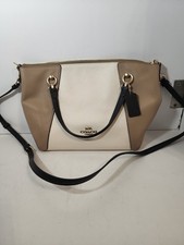 Coach Kacey Satchel Leather Crossbody Bag Colorblock Chalk Tan