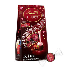 Lindt LINDOR Valentine's Strawberry Dark Chocolate Candy Truffles, 5.1 oz