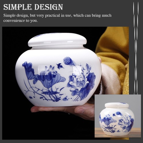 Tarro sellado de porcelana azul y blanco bote de té chino soporte para medicamentos - Imagen 9 de 12
