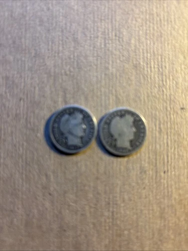 Lot (2) Better Barber Liberty Dimes 1898, 1913 Silver 10C