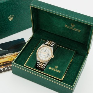 Men's Rolex Datejust Two Tone White Dial Diamond Bezel Ref.#16013 36mm W236892 1