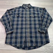 Wrangler Riggs Workwear Shirt Mens 2XL Blue Plaid Flannel Button Down Casual