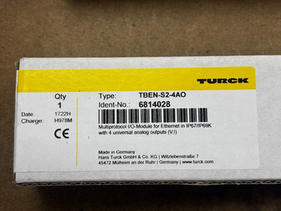 Turck TBEN-S2-4IOL 4 Port IO-Link master to EthernetIP, Profinet, Modbus TCP/IP