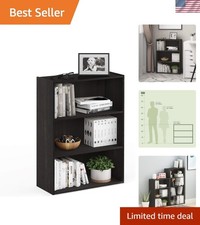 Modern 3-Tier Storage Bookcase - Versatile Espresso Shelves for Organizing