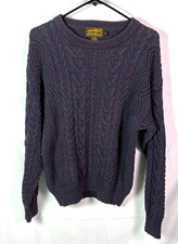 Eddie Bauer Navy Blue Cotton Cable-Knit Crew Neck Pullover Sweater Size s/p