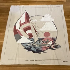 Contrast Inc. Fabric Wallhanging SAILBOAT - Vintage Retro Mid Century