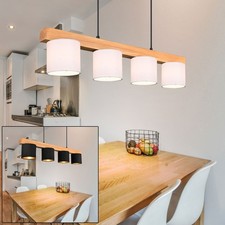 Pendelleuchte Hängelampe Holz Balken Esszimmerlampe 4x E14 natur schwarz weiß