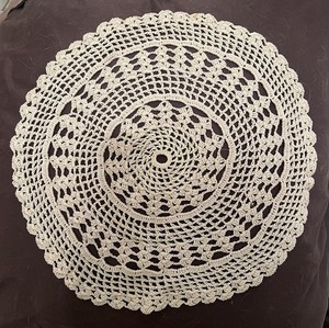 Vintage Crochet 14 Inch Lace Doily, Ecru Tan Grandma’s Homemade