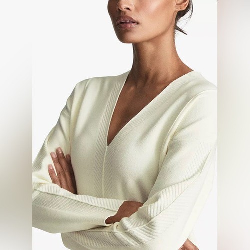 REISS AVA Cream Herringbone Day Dress RRP £198 - Picture 6 of 14