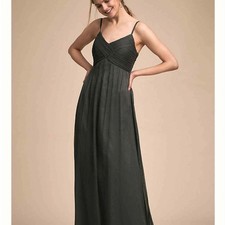 Anthropologie BHLDN Lg Brigitte black spaghetti strap dress gown formal wedding