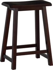 Home Saddle, Dark Brown Stool, 17" W X 11" D X 24" H