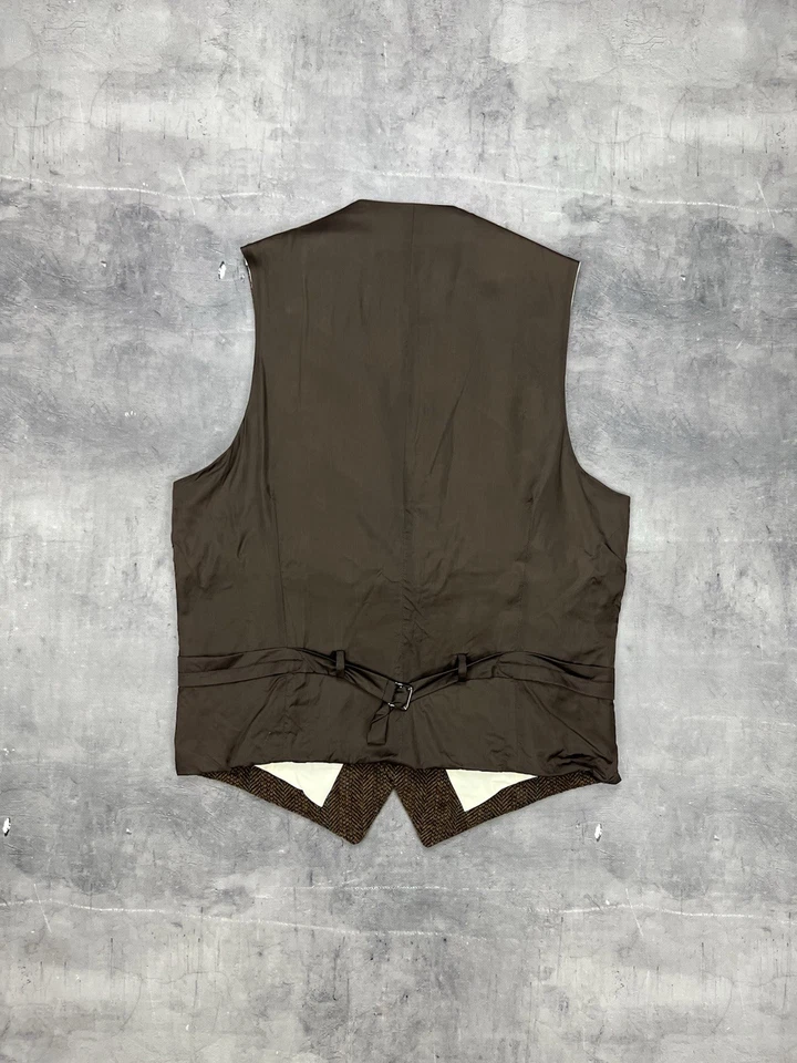 Polo Ralph Lauren Vest Waistcoat Suit Herringbone Brown Wool RARE 38R - Image 3 of 4