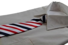 Kids Boys White, Midnight Blue Red Diagonal Patterned Elastic Neck Tie