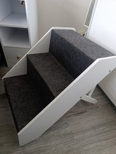 Hundetreppe mit Teppichbezug weiß/grau