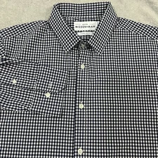 Mizzen Main Shirt Mens XL Trim Fit Blue Pink Gingham Check Performance Stretch